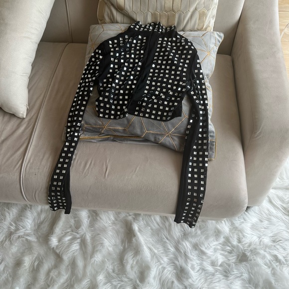 Mesh & Crystal crop top Size Small NWOT - Picture 6 of 9